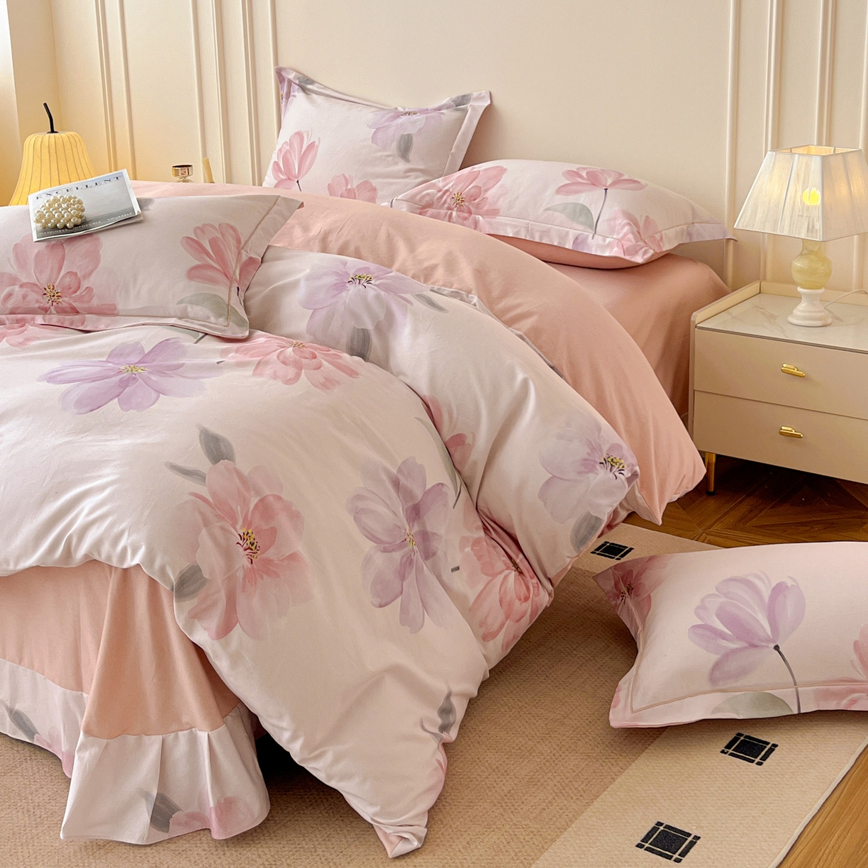 91家纺网 家纺一手货源 找家纺 朵希曼 2025新款全棉纯棉生态磨毛四件套