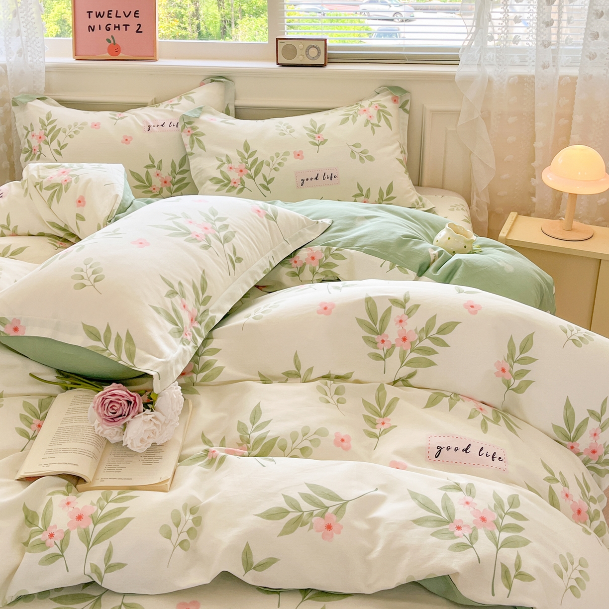 91家纺网 家纺一手货源 找家纺 花梦欣 2025新款全棉印花单品系列-四件套 扶绿花园