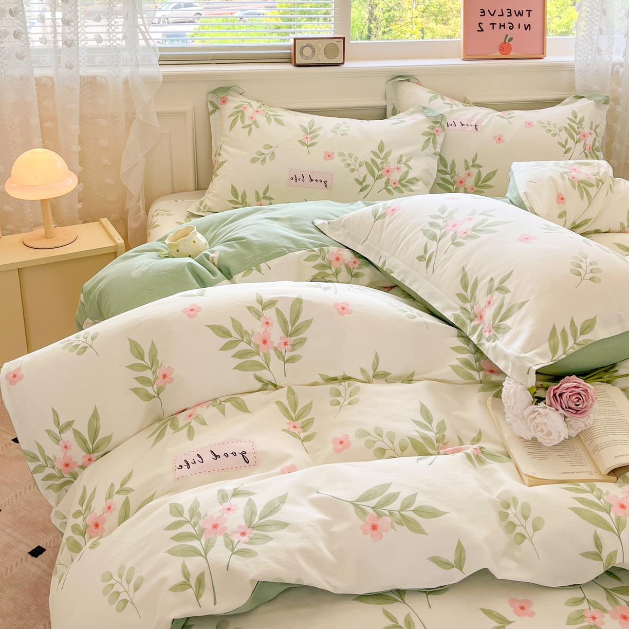 91家纺网 家纺一手货源 找家纺 花梦欣 2025新款全棉印花单品系列-四件套 扶绿花园