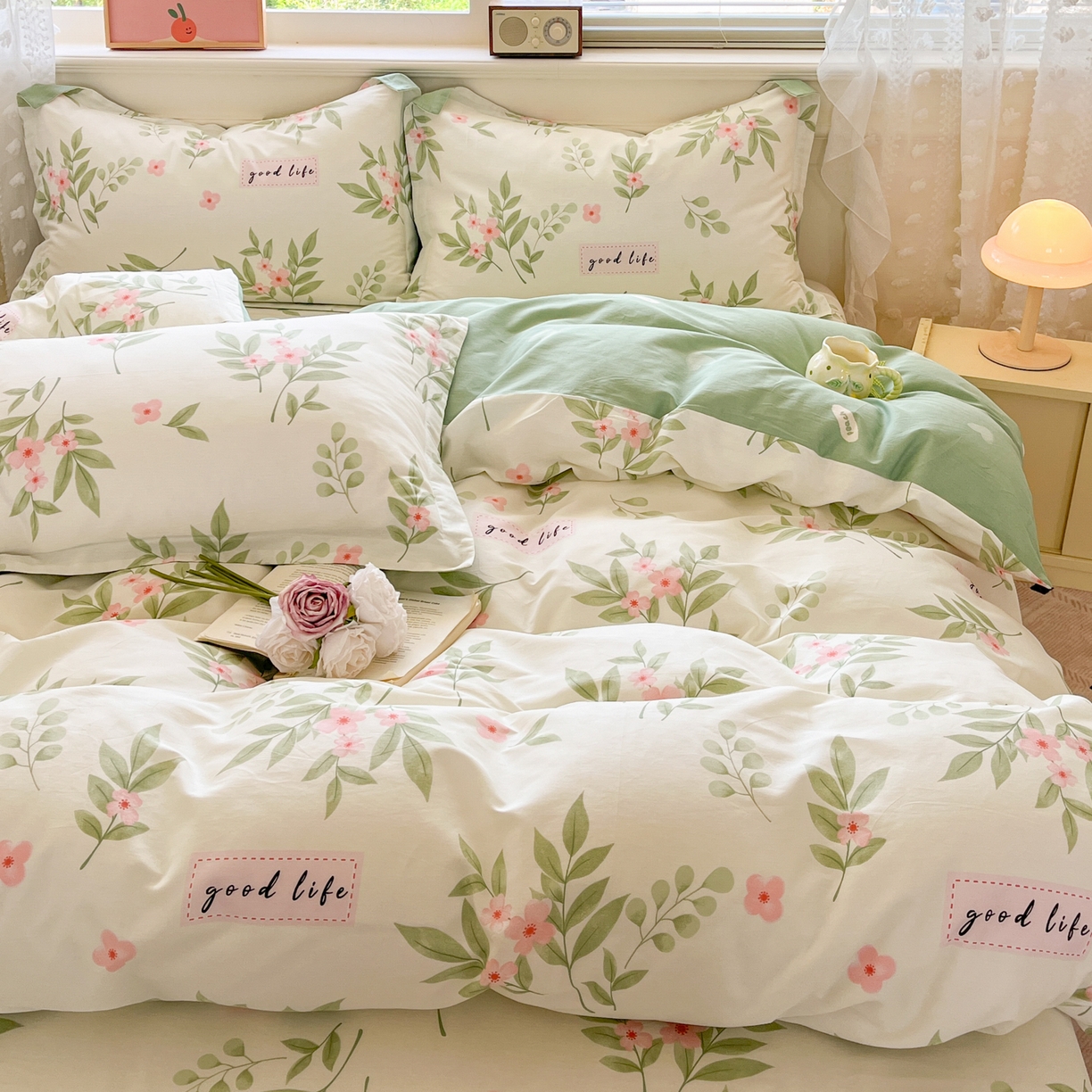 91家纺网 家纺一手货源 找家纺 花梦欣 2025新款全棉印花单品系列-四件套 扶绿花园