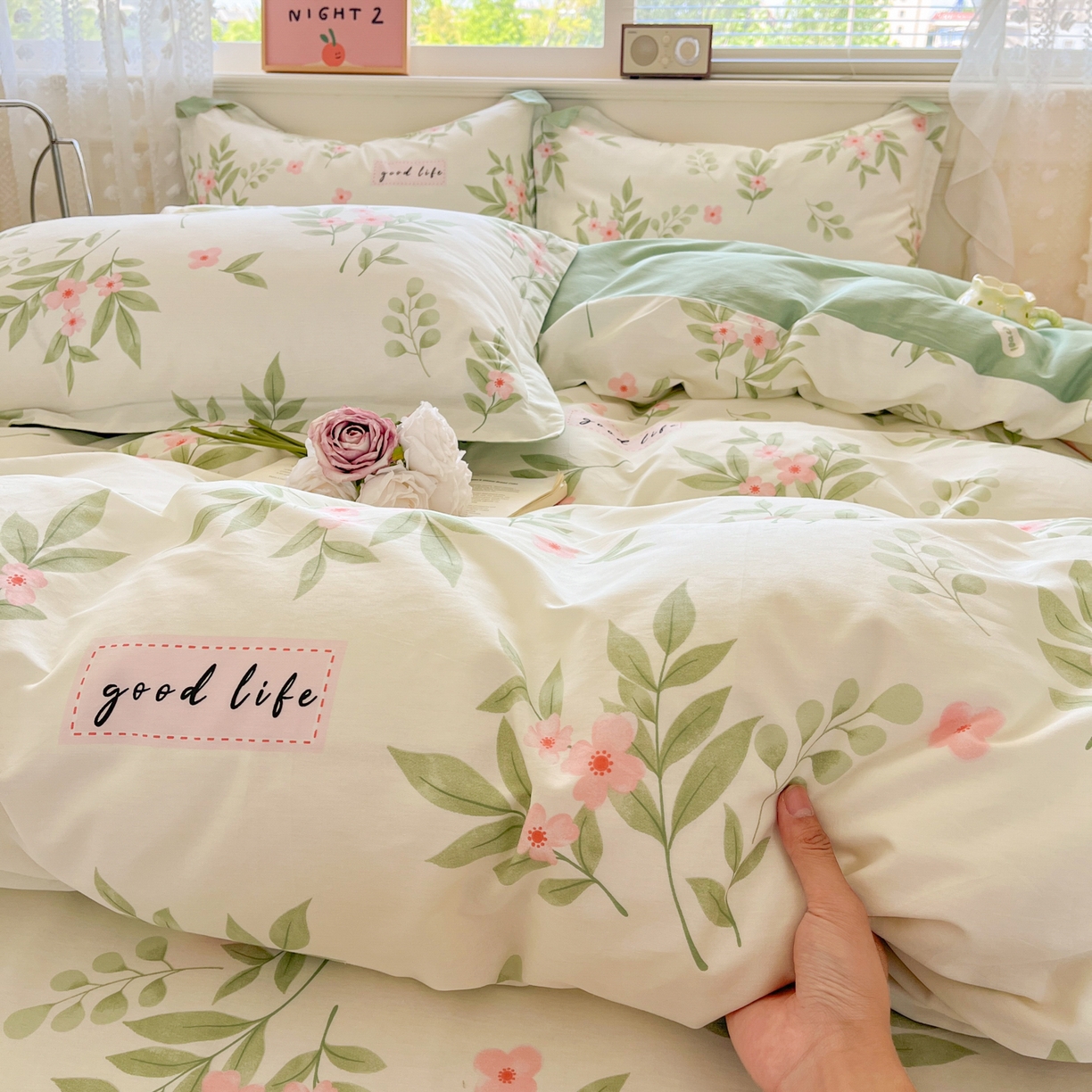 91家纺网 家纺一手货源 找家纺 花梦欣 2025新款全棉印花单品系列-四件套 扶绿花园