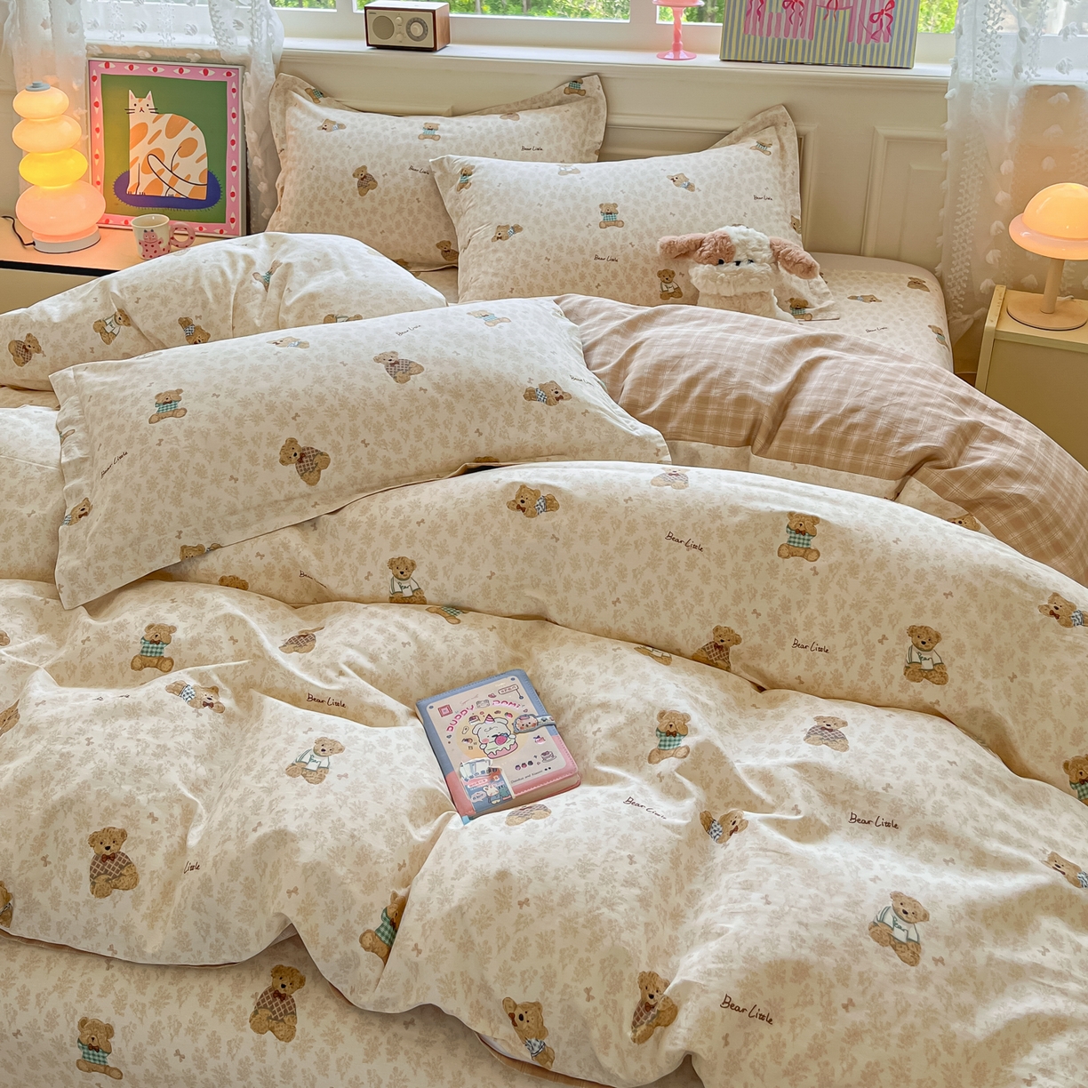 91家纺网 家纺一手货源 找家纺 花梦欣 2025新款全棉印花单品系列-四件套 果酱电台