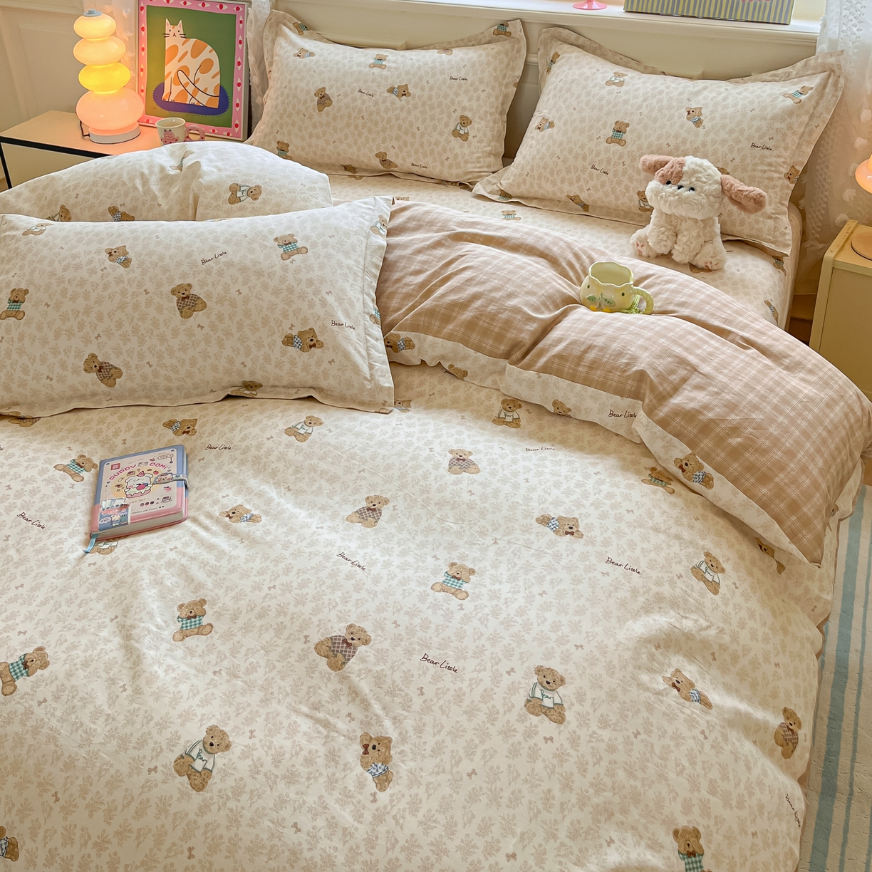 91家纺网 家纺一手货源 找家纺 花梦欣 2025新款全棉印花单品系列-四件套 果酱电台