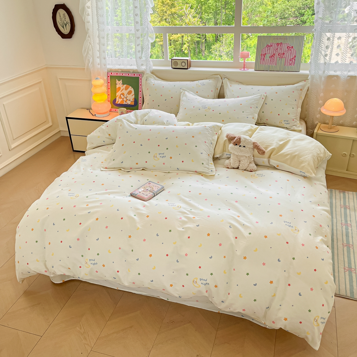 91家纺网 家纺一手货源 找家纺 花梦欣 2025新款全棉印花单品系列-四件套 繁星