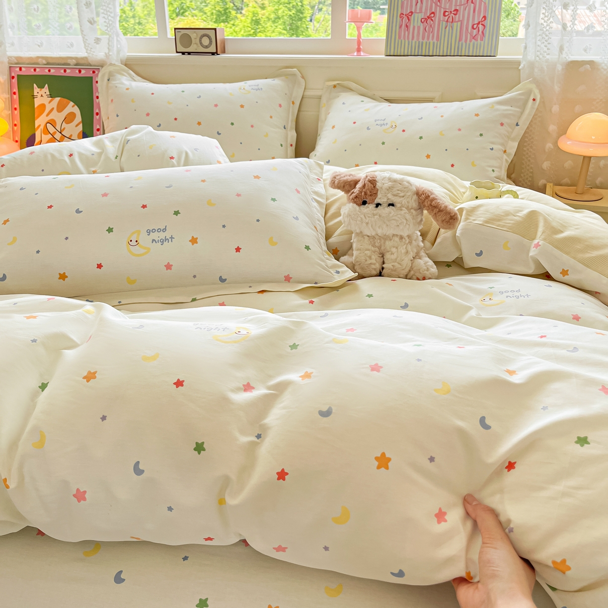 91家纺网 家纺一手货源 找家纺 花梦欣 2025新款全棉印花单品系列-四件套 繁星