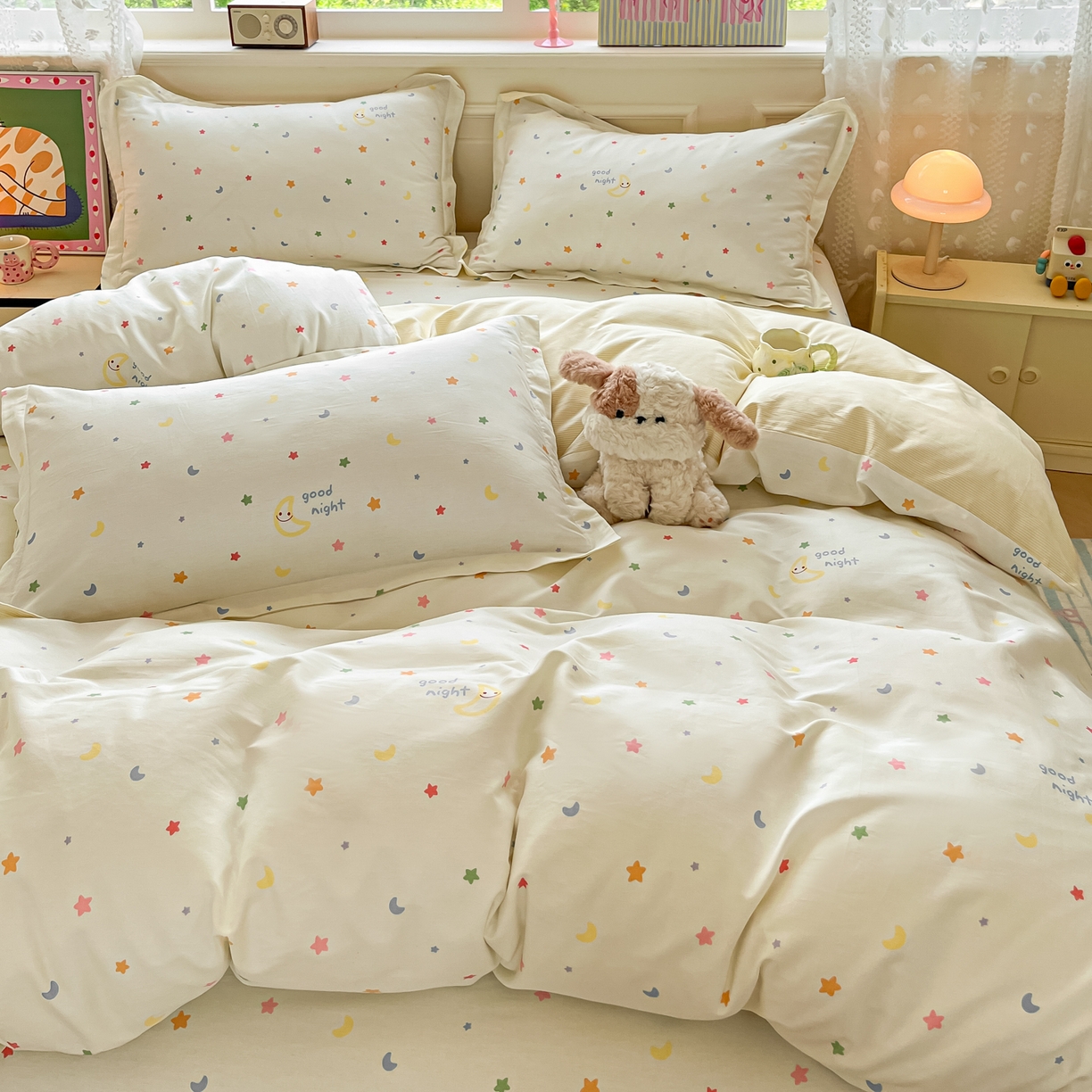 91家纺网 家纺一手货源 找家纺 花梦欣 2025新款全棉印花单品系列-四件套 繁星