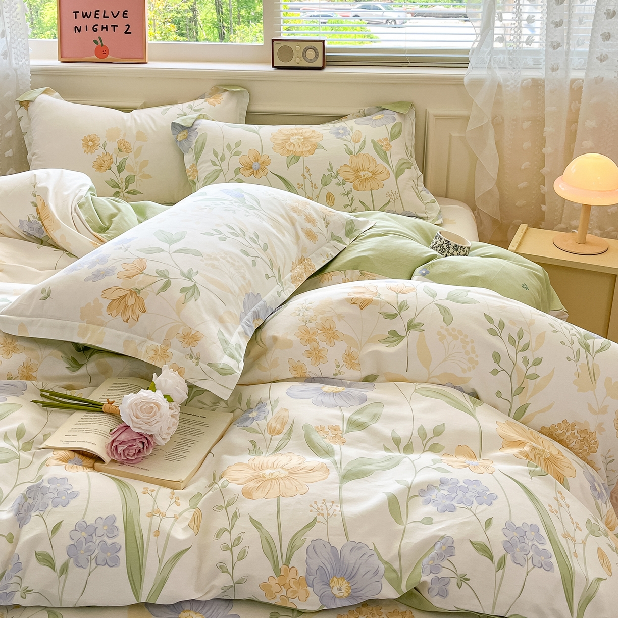 91家纺网 家纺一手货源 找家纺 花梦欣 2025新款全棉印花单品系列-四件套 灯火阑珊