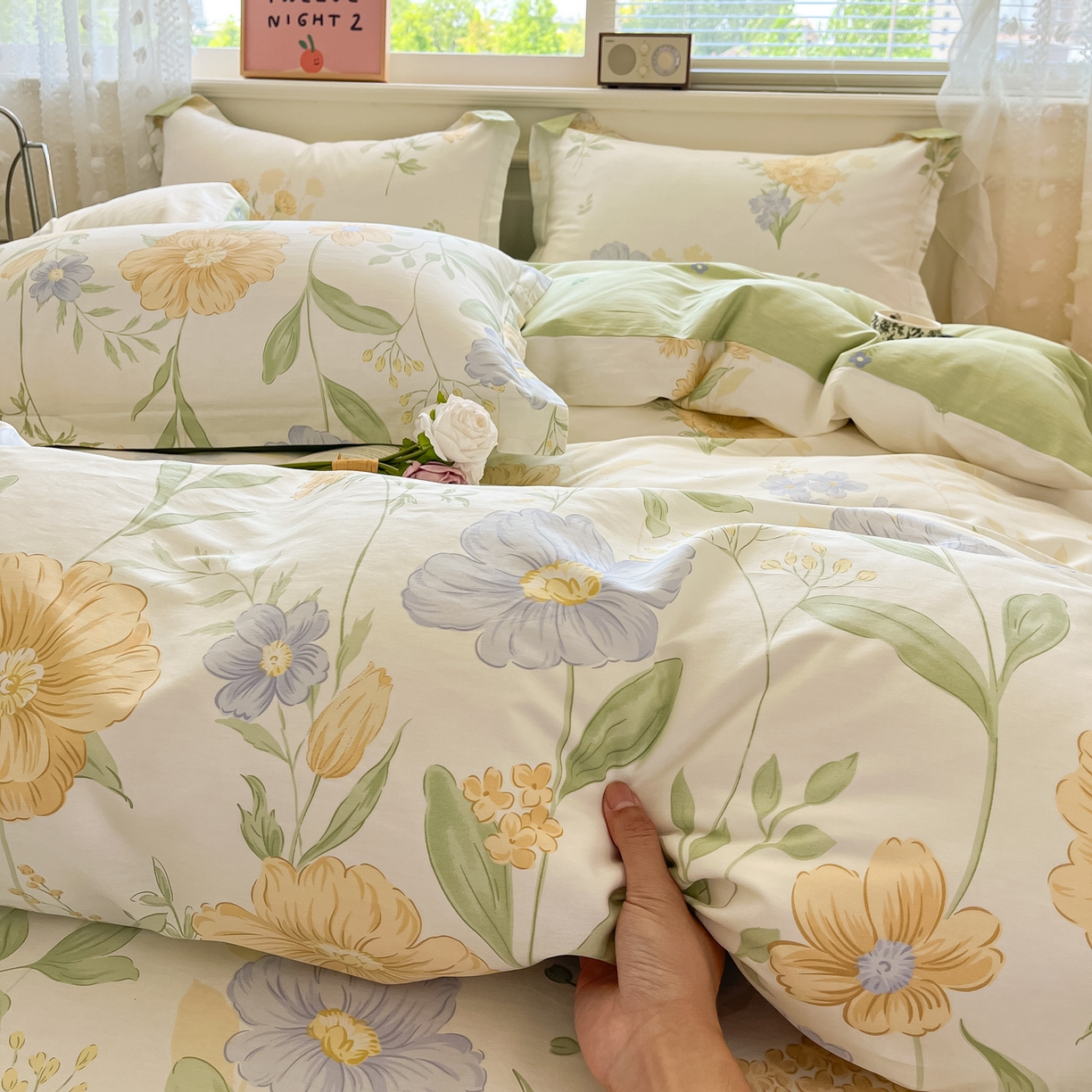 91家纺网 家纺一手货源 找家纺 花梦欣 2025新款全棉印花单品系列-四件套 灯火阑珊