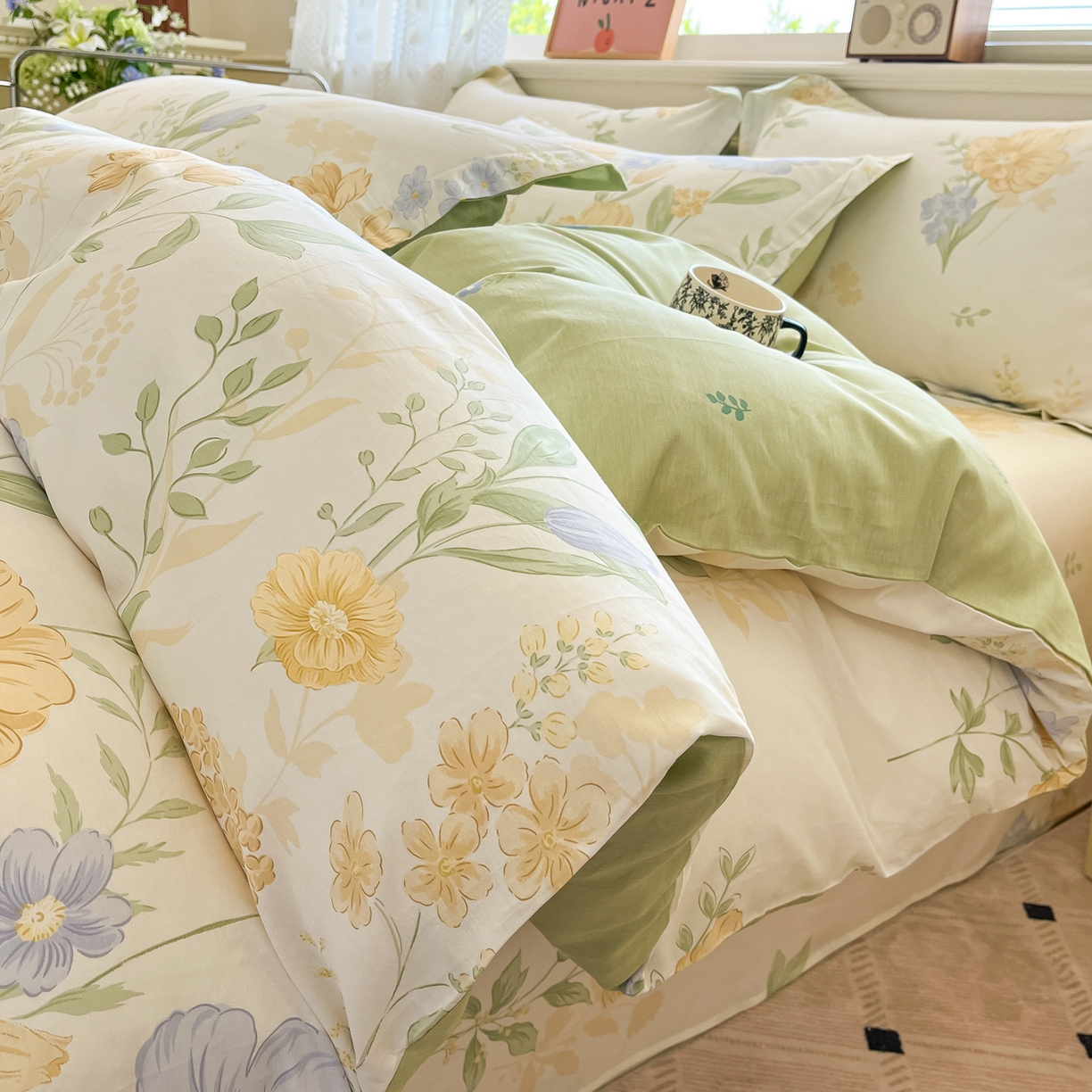 91家纺网 家纺一手货源 找家纺 花梦欣 2025新款全棉印花单品系列-四件套 灯火阑珊