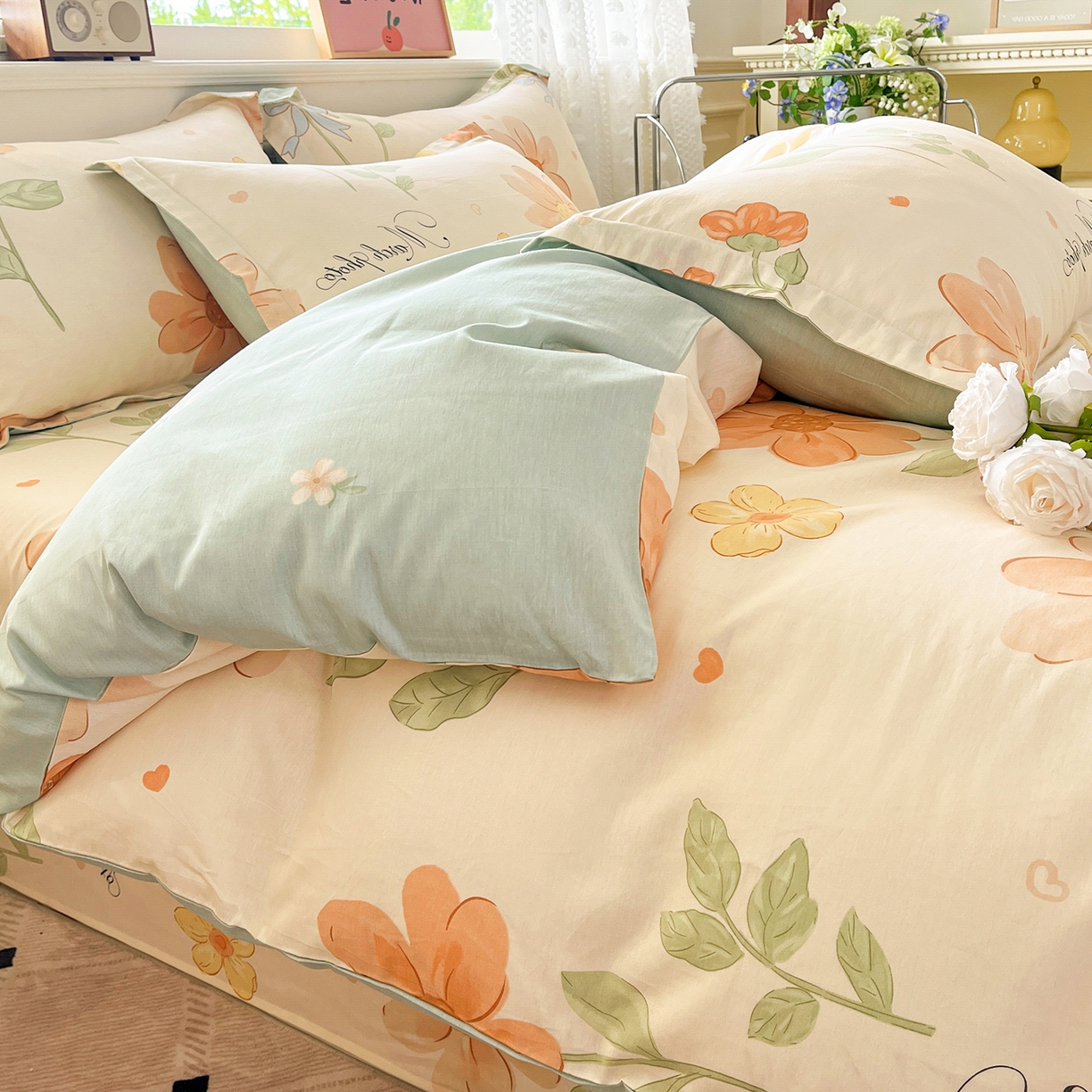 91家纺网 家纺一手货源 找家纺 花梦欣 2025新款全棉印花单品系列-四件套 班纳花园