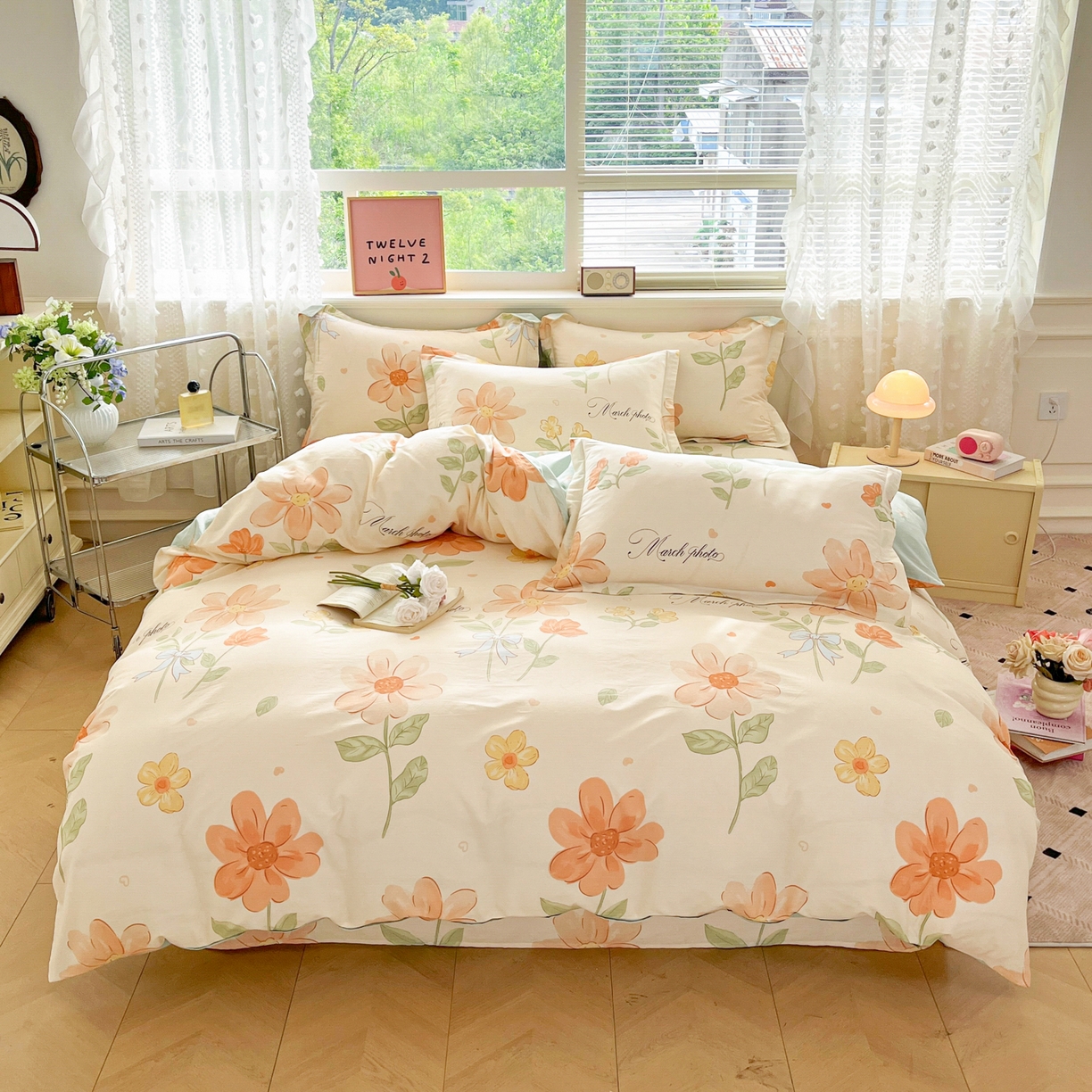 花梦欣 2025新款全棉印花单品系列-四件套 班纳花园