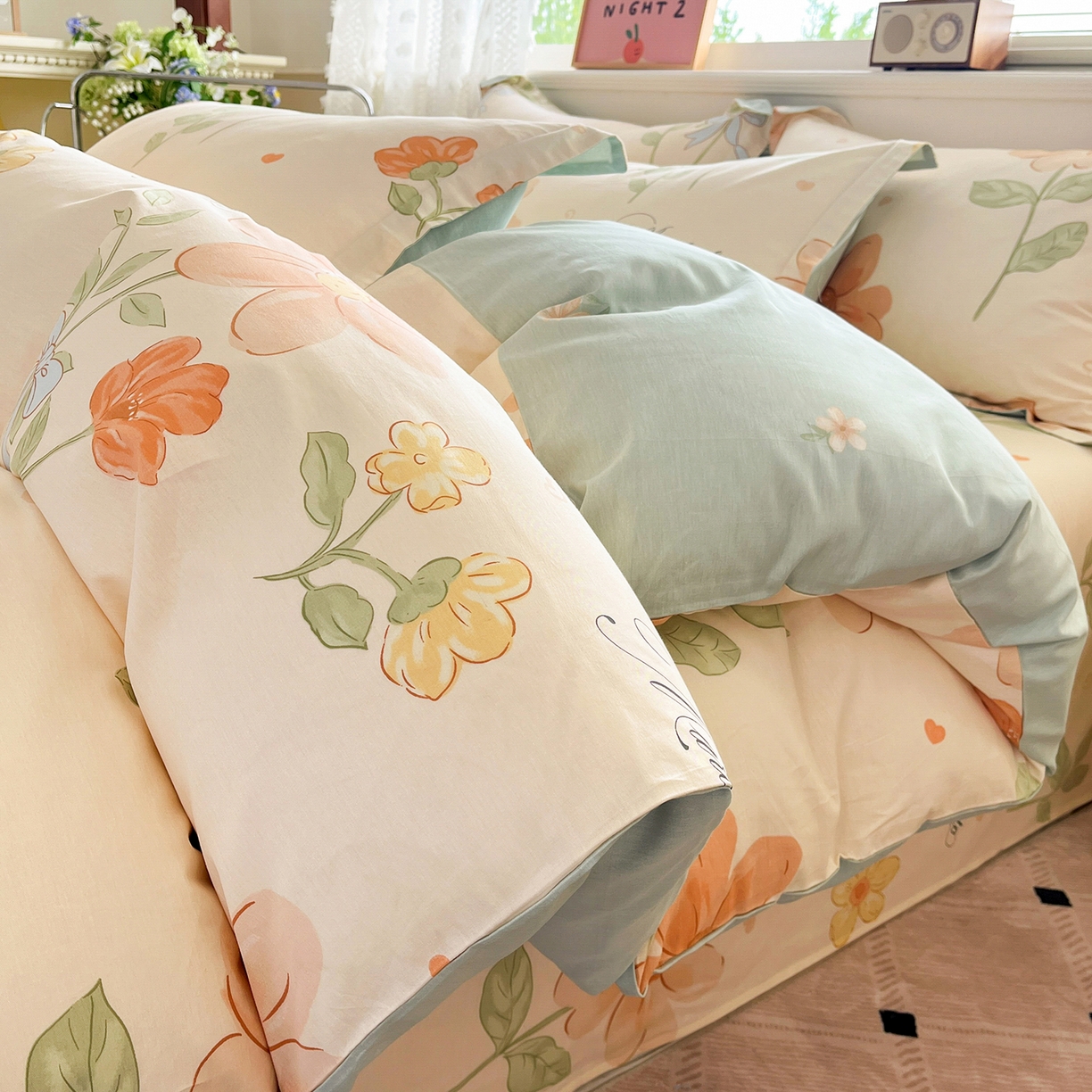 91家纺网 家纺一手货源 找家纺 花梦欣 2025新款全棉印花单品系列-四件套 班纳花园