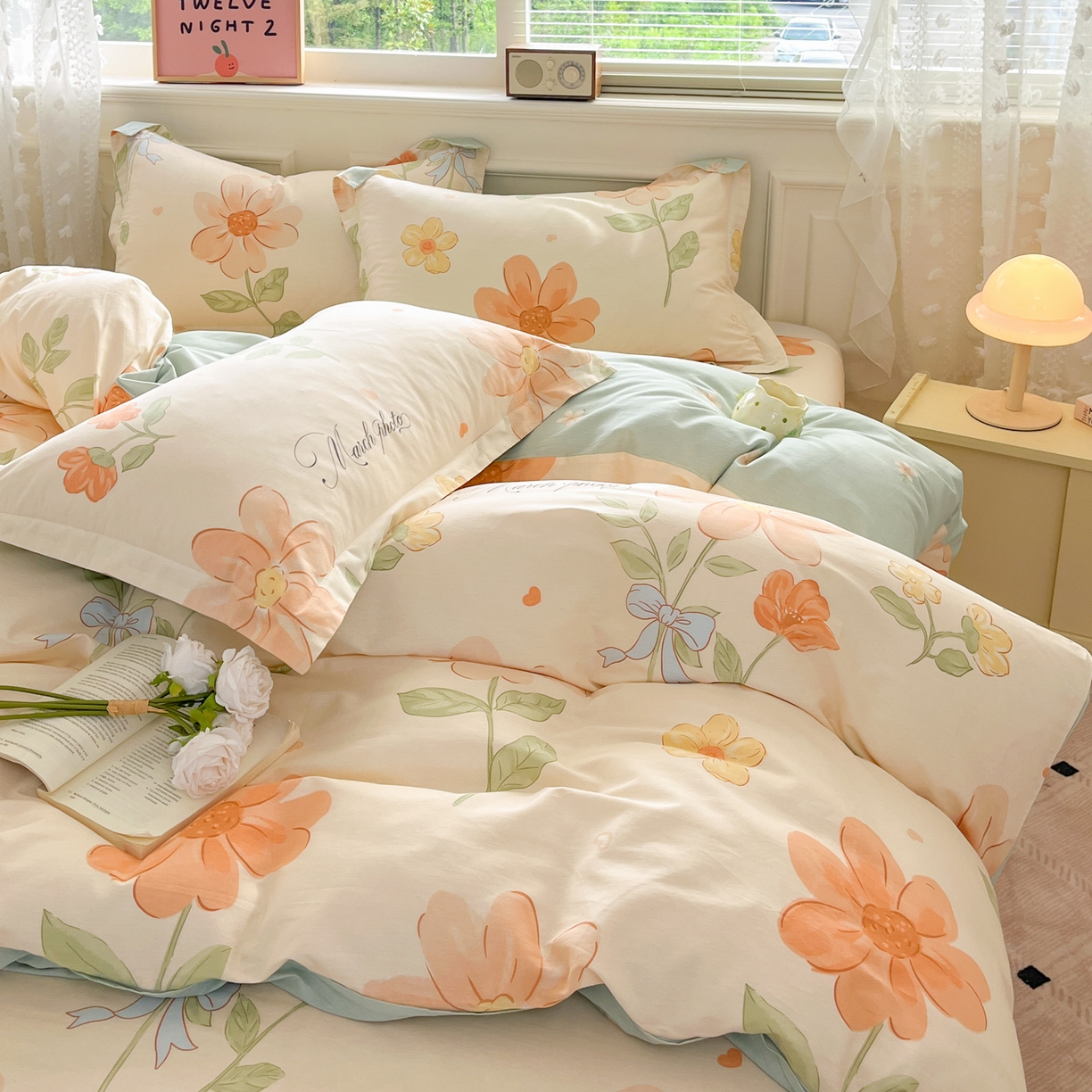 91家纺网 家纺一手货源 找家纺 花梦欣 2025新款全棉印花单品系列-四件套 班纳花园