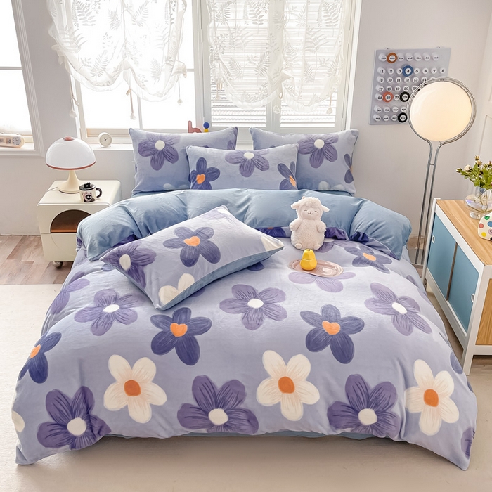 鸿羽樱家纺《原伊菲晓》 2025新款小清新牛奶绒印花四件套 浪漫花语