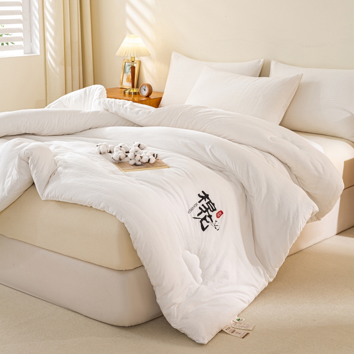 91家纺网 家纺一手货源 找家纺 憨豆家纺 2026新款新疆棉花被被子被芯冬被春秋被垫被（含买家秀） 棉花被-月牙白