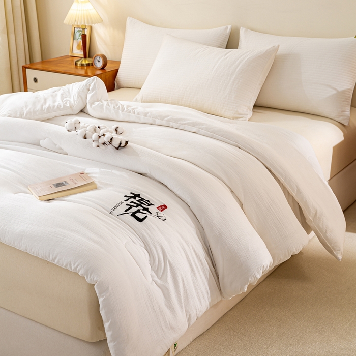 91家纺网 家纺一手货源 找家纺 憨豆家纺 2026新款新疆棉花被被子被芯冬被春秋被垫被（含买家秀） 棉花被-月牙白