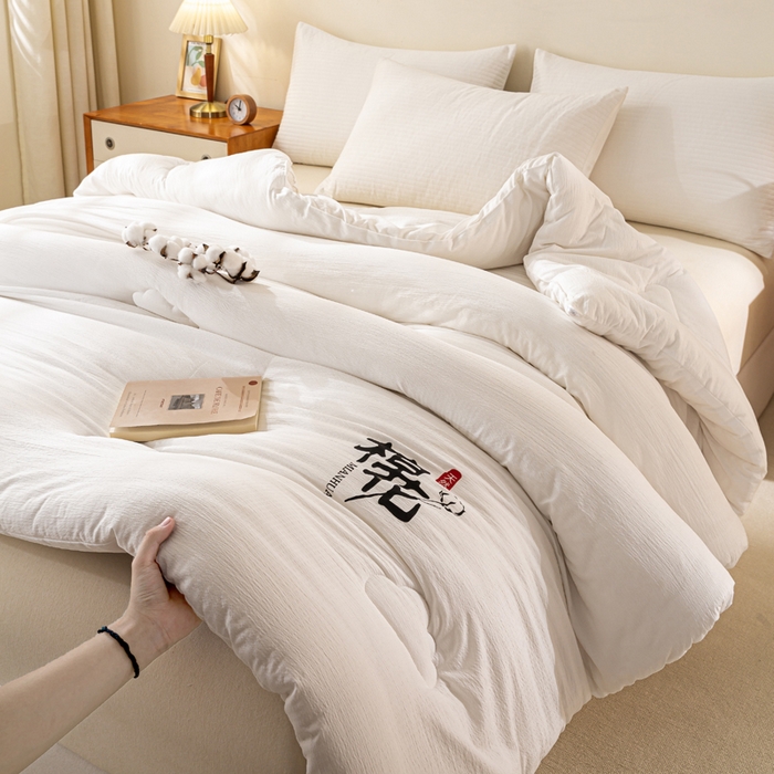 91家纺网 家纺一手货源 找家纺 憨豆家纺 2026新款新疆棉花被被子被芯冬被春秋被垫被（含买家秀） 棉花被-月牙白