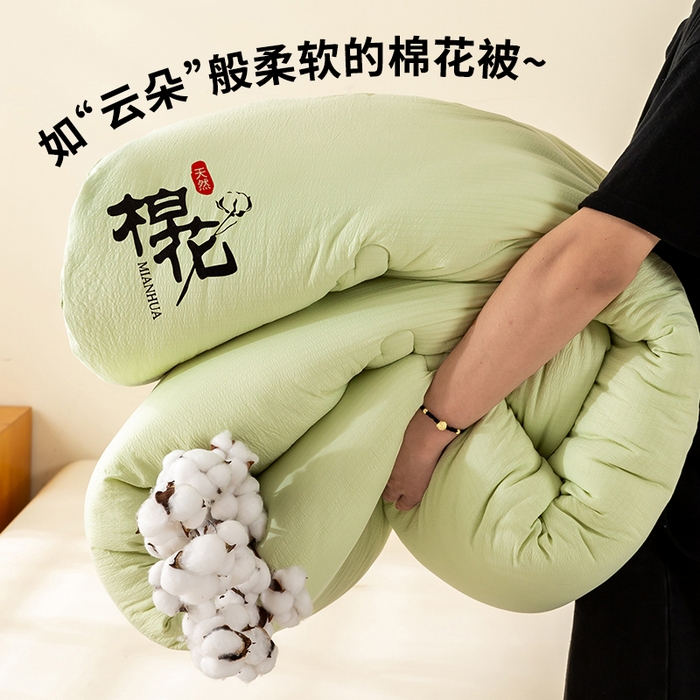 91家纺网 家纺一手货源 找家纺 憨豆家纺 2026新款新疆棉花被被子被芯冬被春秋被垫被（含买家秀） 棉花被-抹茶绿
