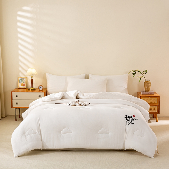 91家纺网 家纺一手货源 找家纺 憨豆家纺 2026新款新疆棉花被被子被芯冬被春秋被垫被（含买家秀） 棉花被-月牙白