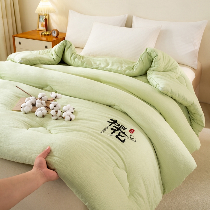 91家纺网 家纺一手货源 找家纺 憨豆家纺 2026新款新疆棉花被被子被芯冬被春秋被垫被（含买家秀） 棉花被-抹茶绿