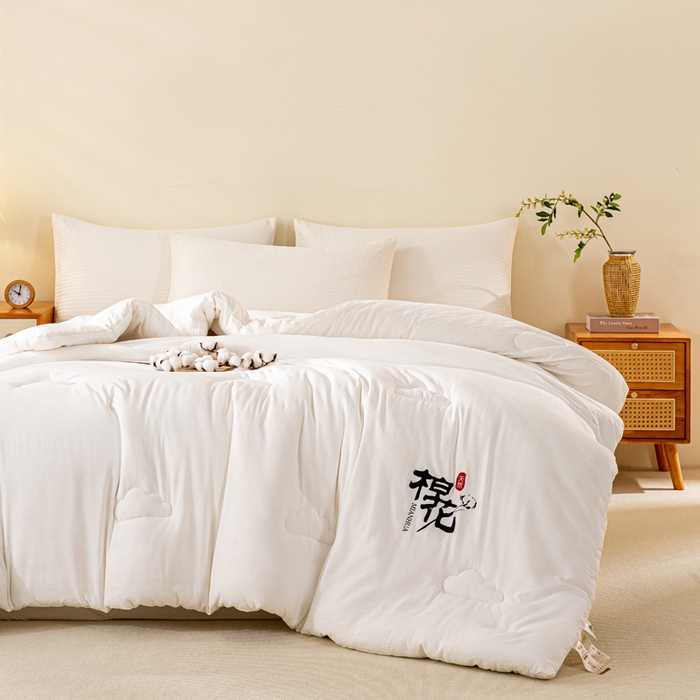 91家纺网 家纺一手货源 找家纺 憨豆家纺 2026新款新疆棉花被被子被芯冬被春秋被垫被（含买家秀） 棉花被-月牙白