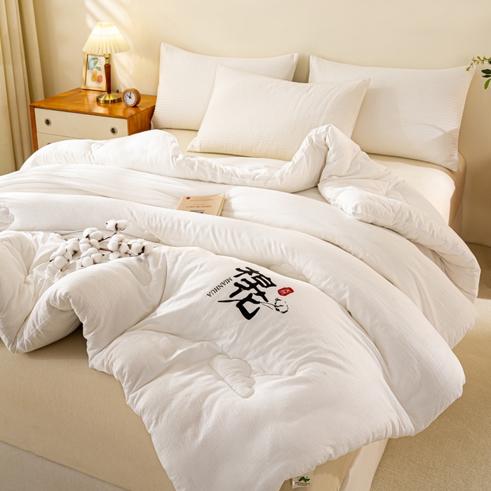 91家纺网 家纺一手货源 找家纺 憨豆家纺 2026新款新疆棉花被被子被芯冬被春秋被垫被（含买家秀） 棉花被-月牙白