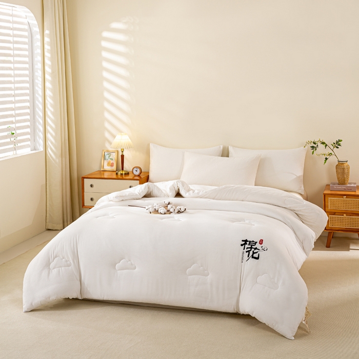 91家纺网 家纺一手货源 找家纺 憨豆家纺 2026新款新疆棉花被被子被芯冬被春秋被垫被（含买家秀） 棉花被-月牙白