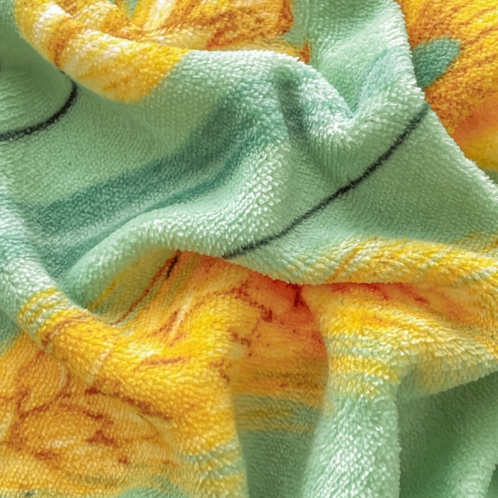 91家纺网 家纺一手货源 找家纺 鸿羽樱家纺《原伊菲晓》 2025新款小清新牛奶绒印花四件套 时光向暖-绿