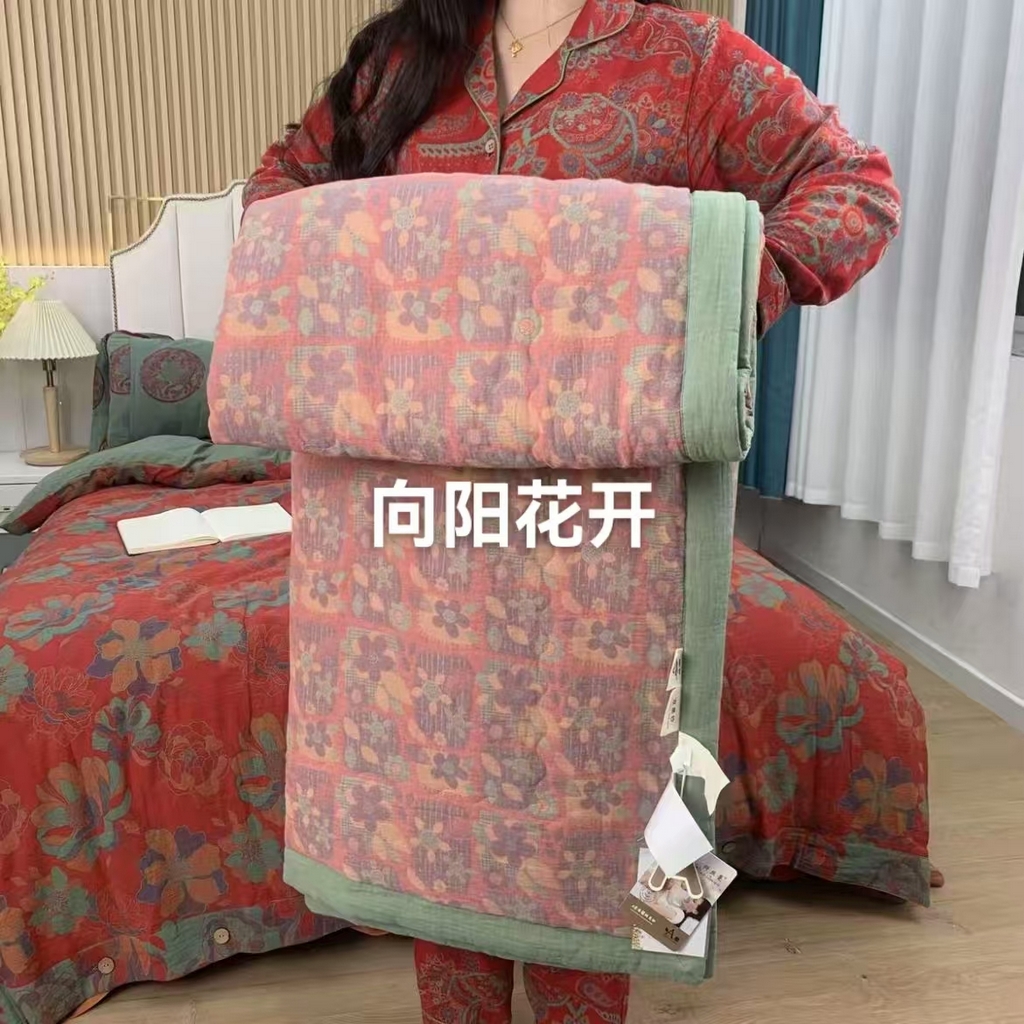 91家纺网 家纺一手货源 找家纺 （总）鲁爱家纺供货 2025新款全棉双层纱提花夏被