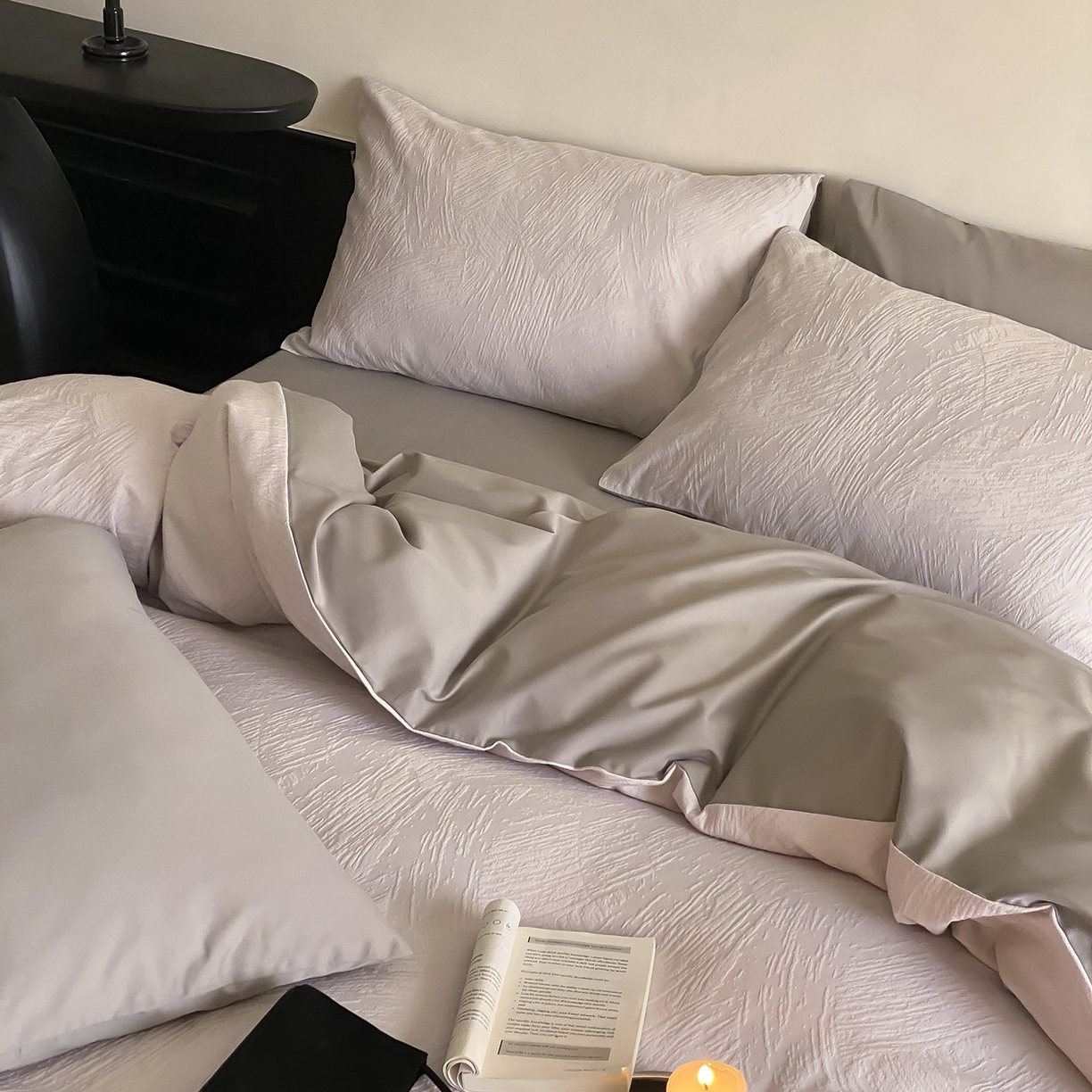 91家纺网 家纺一手货源 找家纺 玉宇阁家居 2025秋款100S大提花磨毛四件套-月岛弥生 磨毛月岛弥生-杏仁烤奶