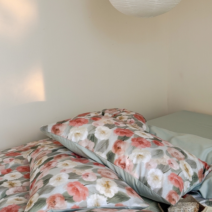 91家纺网 家纺一手货源 找家纺 窝米 2025新款全棉纯棉火山磨毛花卉系列四件套-第一批 朵唯绿