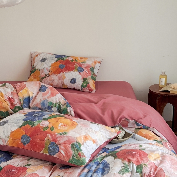 91家纺网 家纺一手货源 找家纺 窝米 2025新款全棉纯棉火山磨毛花卉系列四件套-第一批 花海