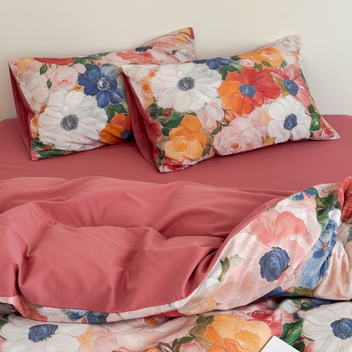 91家纺网 家纺一手货源 找家纺 窝米 2025新款全棉纯棉火山磨毛花卉系列四件套-第一批 花海