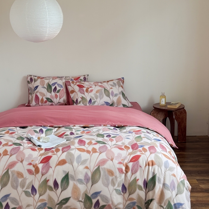 91家纺网 家纺一手货源 找家纺 窝米 2025新款全棉纯棉火山磨毛花卉系列四件套-第一批 景秋红