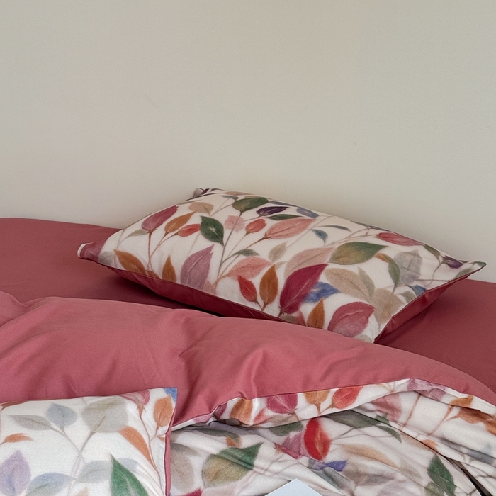 91家纺网 家纺一手货源 找家纺 窝米 2025新款全棉纯棉火山磨毛花卉系列四件套-第一批 景秋红