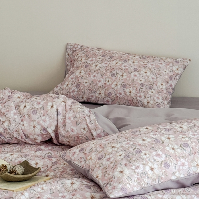 91家纺网 家纺一手货源 找家纺 窝米 2025新款全棉纯棉火山磨毛花卉系列四件套-第一批 蜜蔷粉