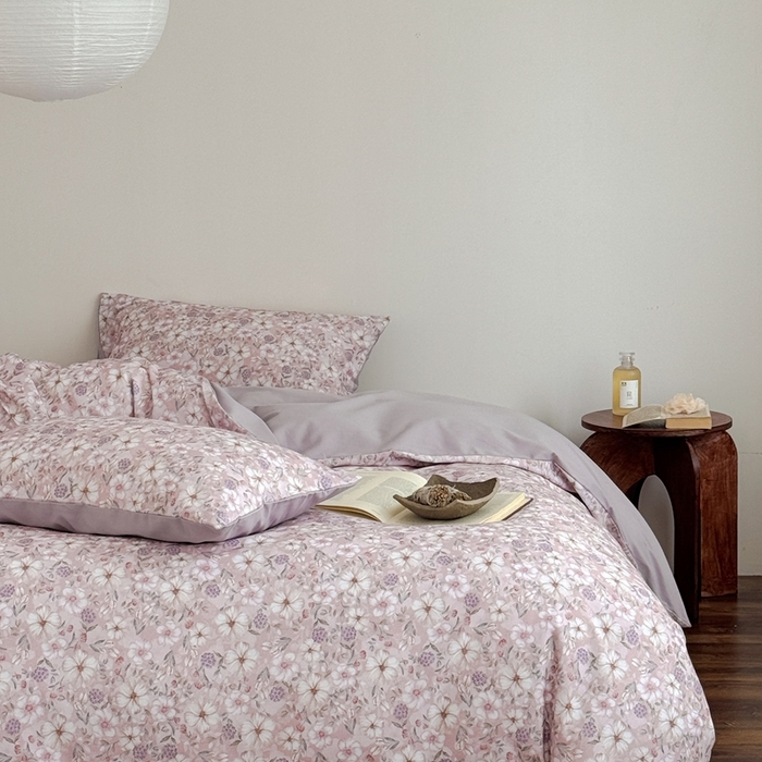 91家纺网 家纺一手货源 找家纺 窝米 2025新款全棉纯棉火山磨毛花卉系列四件套-第一批 蜜蔷粉