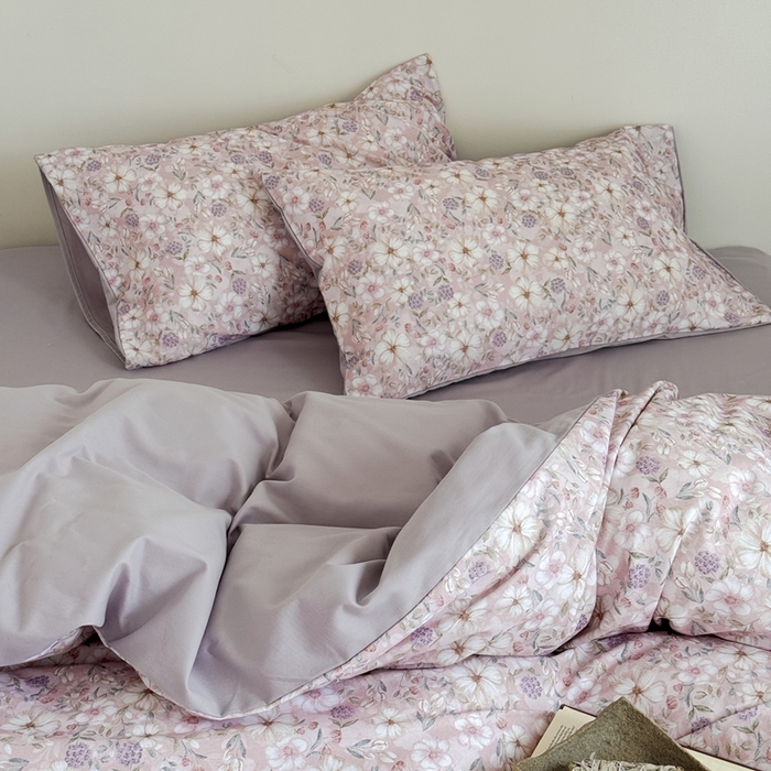 91家纺网 家纺一手货源 找家纺 窝米 2025新款全棉纯棉火山磨毛花卉系列四件套-第一批 蜜蔷粉
