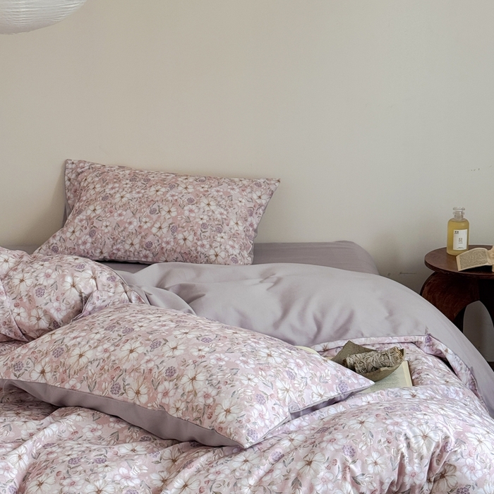 91家纺网 家纺一手货源 找家纺 窝米 2025新款全棉纯棉火山磨毛花卉系列四件套-第一批 蜜蔷粉