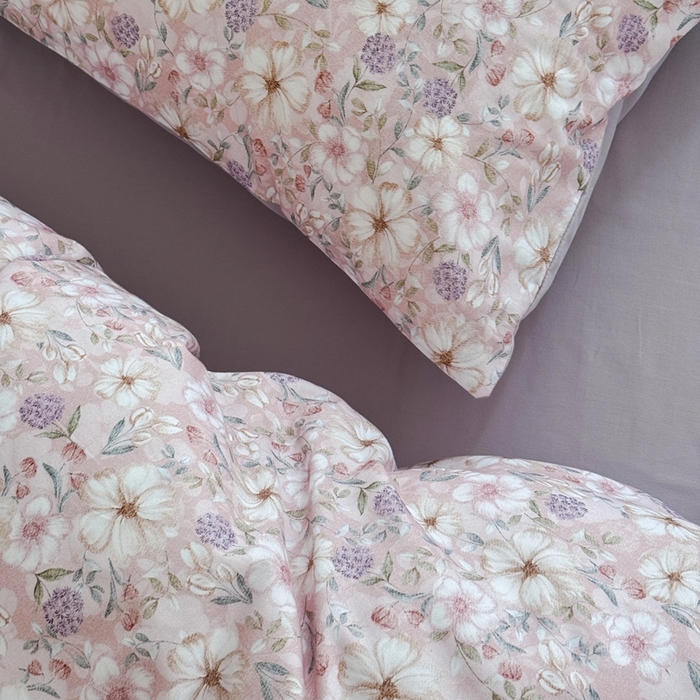 91家纺网 家纺一手货源 找家纺 窝米 2025新款全棉纯棉火山磨毛花卉系列四件套-第一批 蜜蔷粉