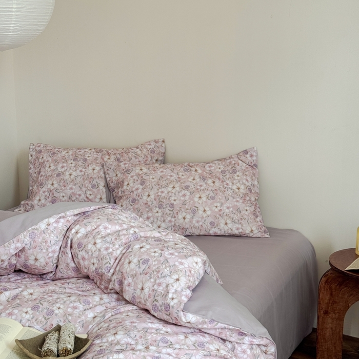 91家纺网 家纺一手货源 找家纺 窝米 2025新款全棉纯棉火山磨毛花卉系列四件套-第一批 蜜蔷粉