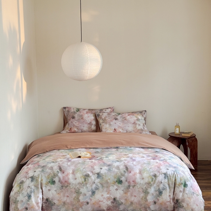 窝米 2025新款全棉纯棉火山磨毛花卉系列四件套-第一批 雾花粉