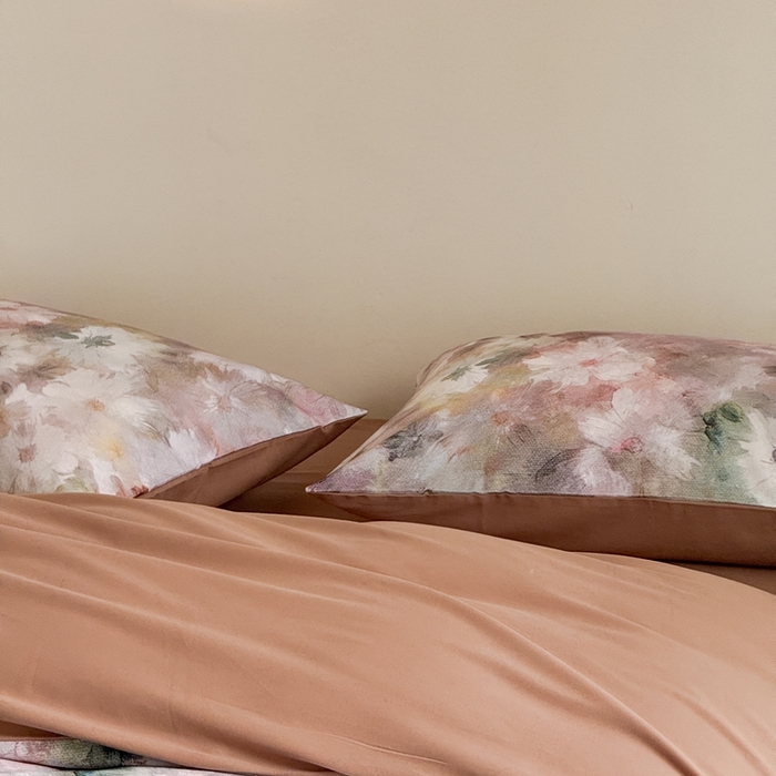 91家纺网 家纺一手货源 找家纺 窝米 2025新款全棉纯棉火山磨毛花卉系列四件套-第一批 雾花粉