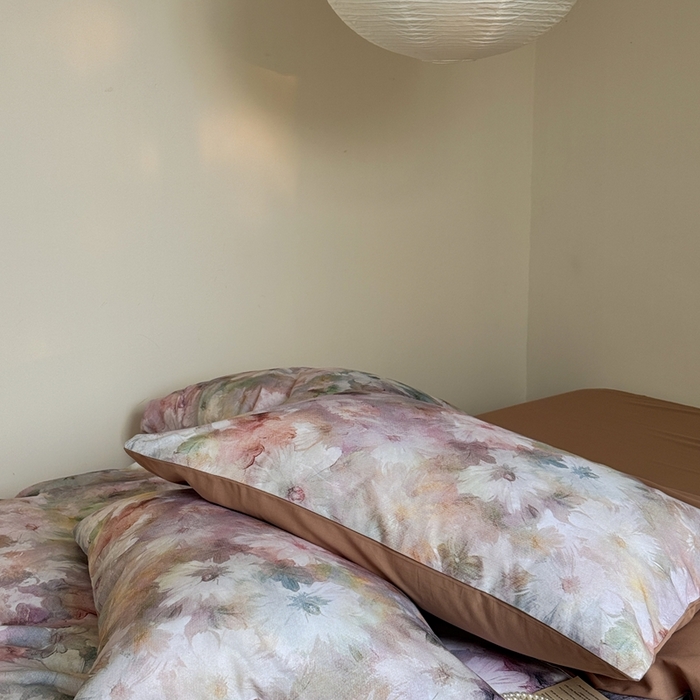 91家纺网 家纺一手货源 找家纺 窝米 2025新款全棉纯棉火山磨毛花卉系列四件套-第一批 雾花粉