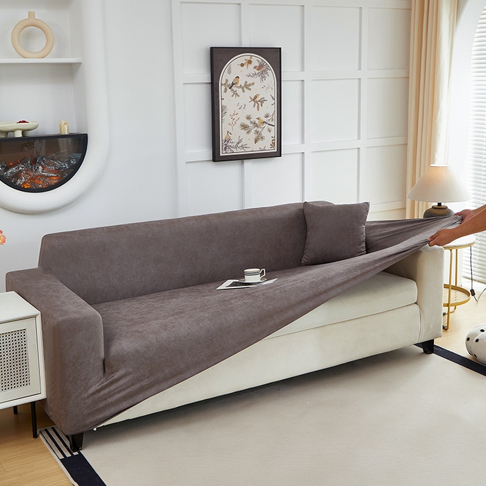 丝绮鹿 2025新款防水皮革沙发套 全包沙发套松紧款沙发套 茶褐色