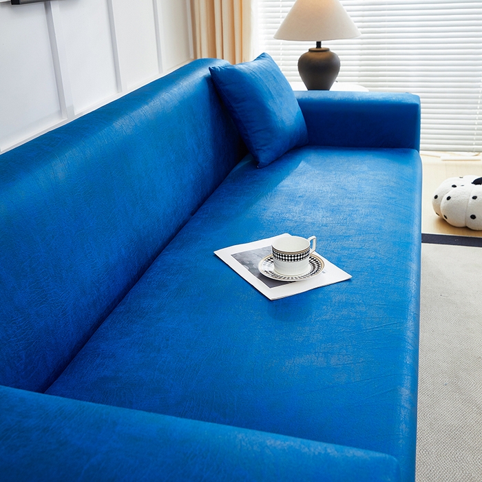 91家纺网 家纺一手货源 找家纺 丝绮鹿 2025新款防水皮革沙发套 全包沙发套松紧款沙发套 海蓝