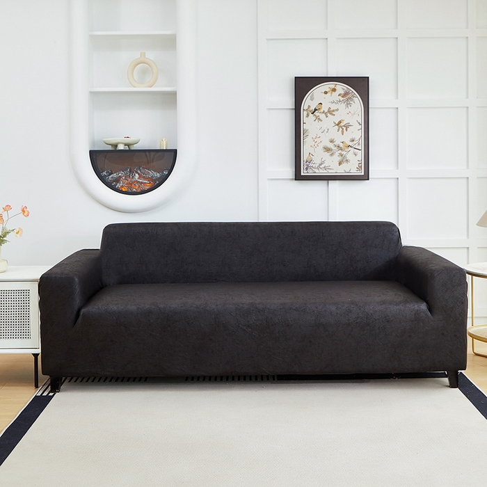 91家纺网 家纺一手货源 找家纺 丝绮鹿 2025新款防水皮革沙发套 全包沙发套松紧款沙发套 黑色