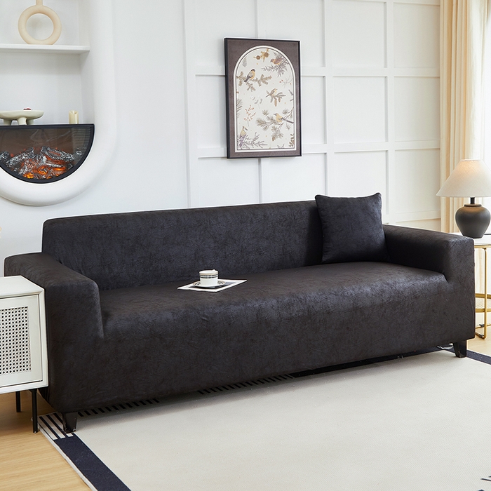 91家纺网 家纺一手货源 找家纺 丝绮鹿 2025新款防水皮革沙发套 全包沙发套松紧款沙发套 黑色