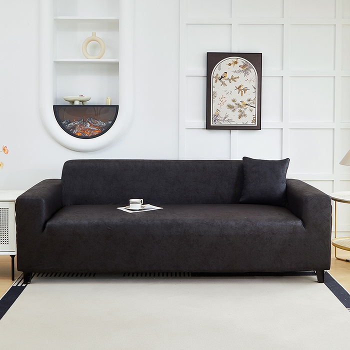 91家纺网 家纺一手货源 找家纺 丝绮鹿 2025新款防水皮革沙发套 全包沙发套松紧款沙发套 黑色