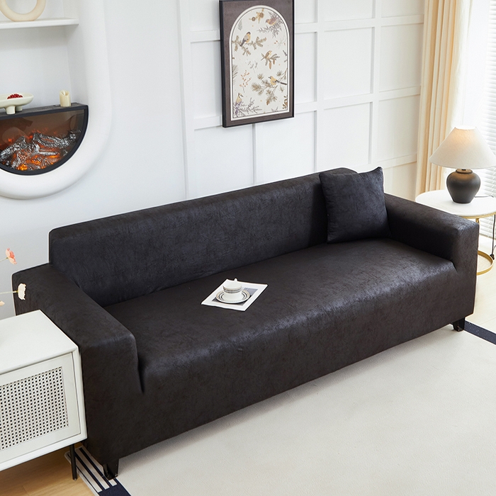 91家纺网 家纺一手货源 找家纺 丝绮鹿 2025新款防水皮革沙发套 全包沙发套松紧款沙发套 黑色